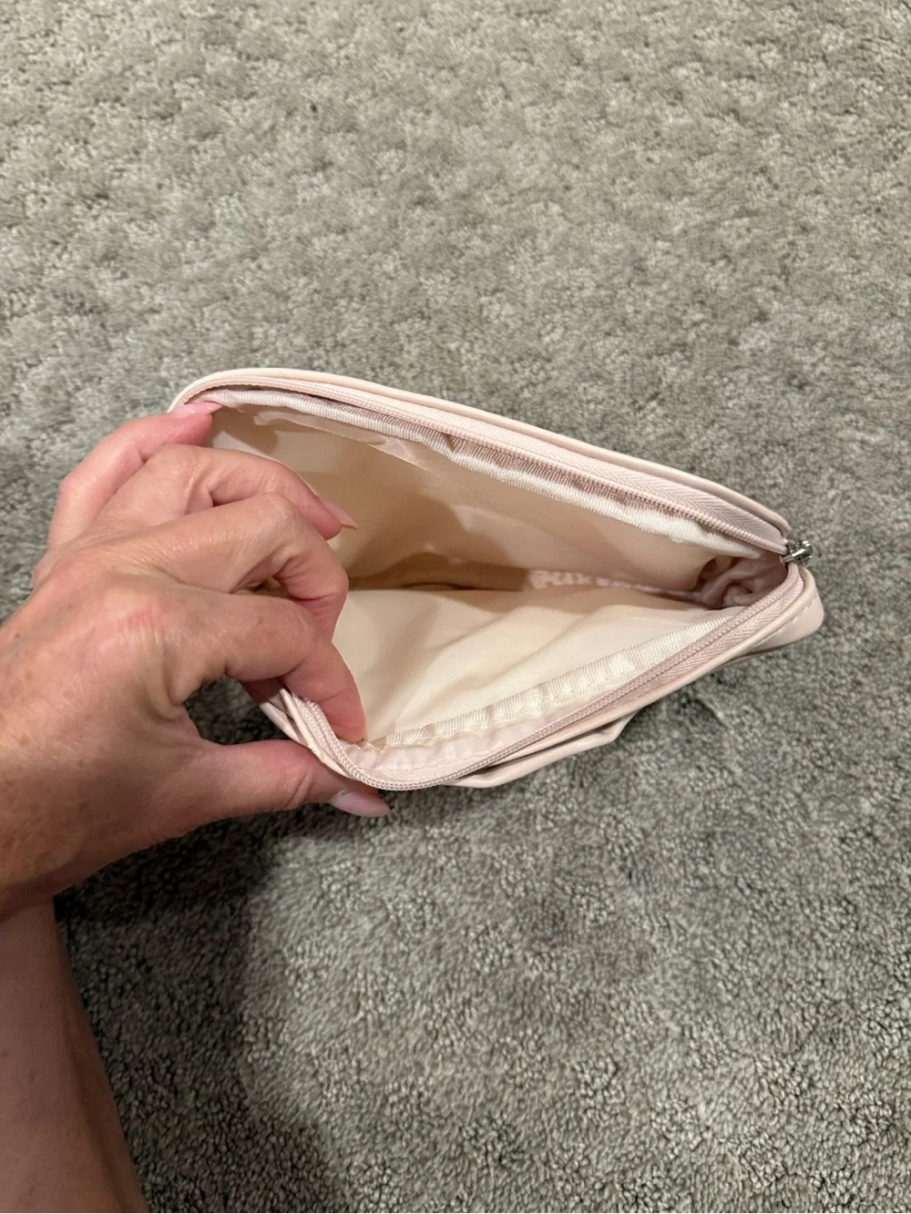 Swarovski Pale Pink Rose Appliqué Cosmetic Pouch